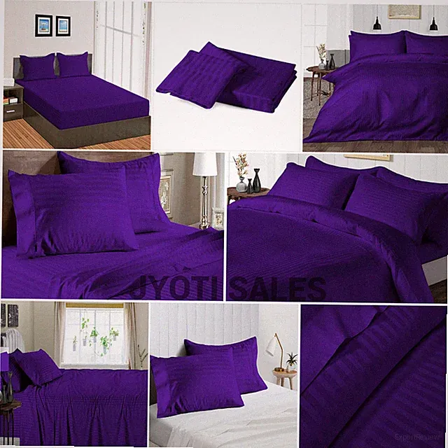 100% Cotton 1000 Thread Count Purple Stripes Select Sheets OR Duvet Covers
