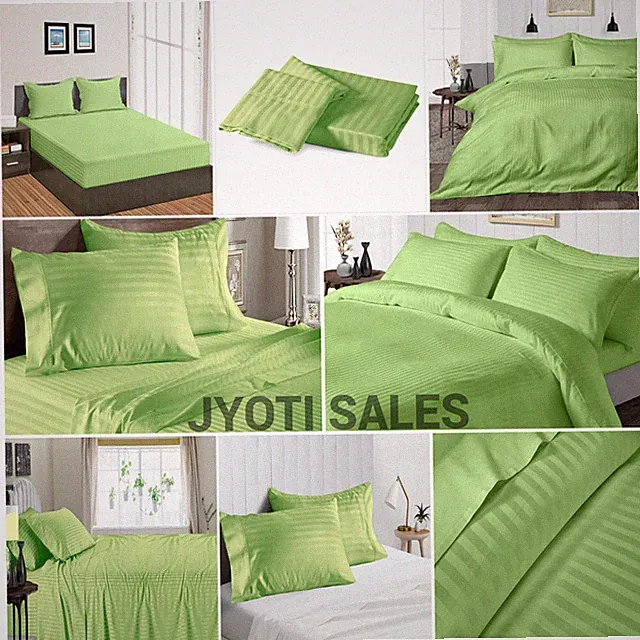100% Egyptian Cotton 1200 Thread Count Sage Stripe Select Sheets OR Duvet Covers