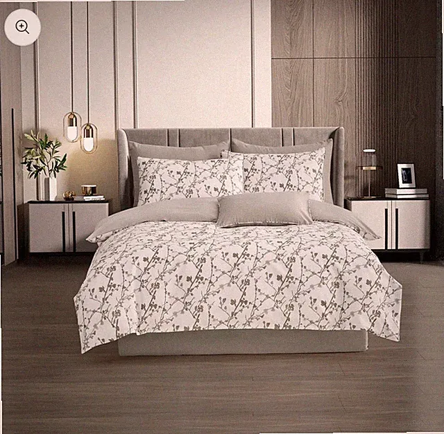Fine Weaves Caravino Twin Duvet Cover Set Cotton White Beige Floral Zip
