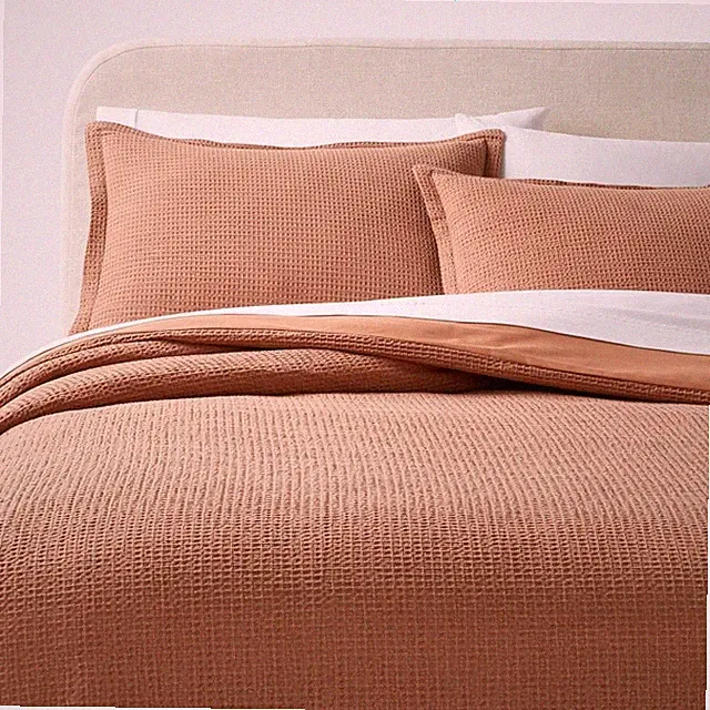 King Washed Waffle Weave Duvet Cover and Sham Set Camel - Threshold