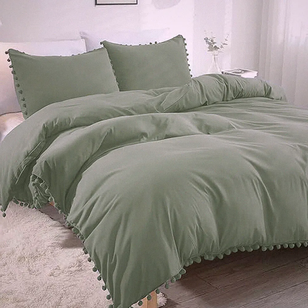 Luxury Green Quilt Doona Duvet Cover & pillowcases Soft Bedspread Bedding Set
