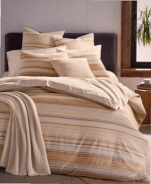 OAKE Yarn Dye Stripe Duvet Cover Set Full Queen Bedding Soft Woven Set